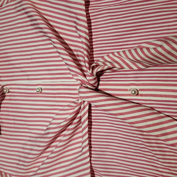 🎁2/20🎁NWT Hilary radley pink and white pin stripe pearl button up xs - Picture 7 of 9